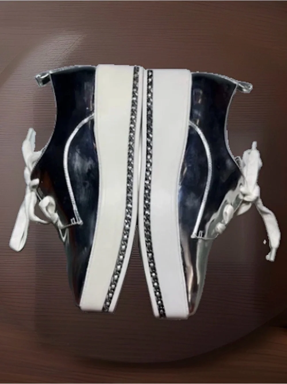 Karl Lagerfeld Paris Silver Patent Platform Oxford Shoes Women’s 37B/US 6.5M